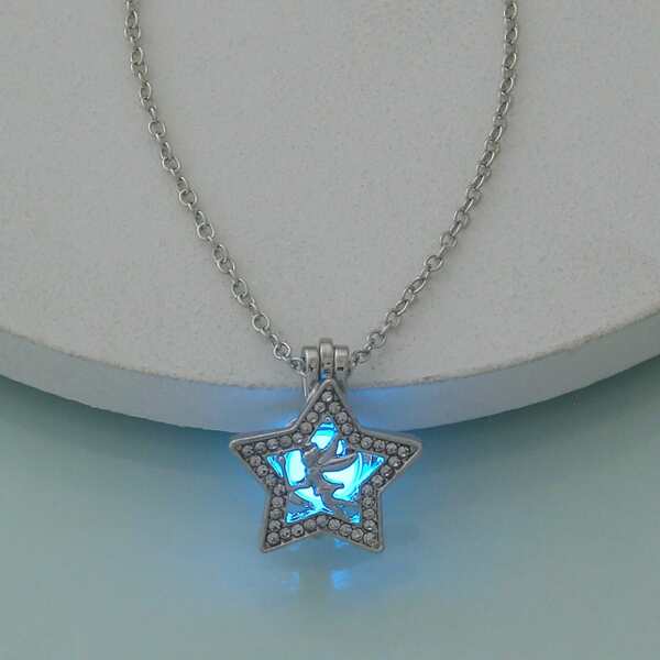 

Glow In The Dark Star Charm Necklace, Silver