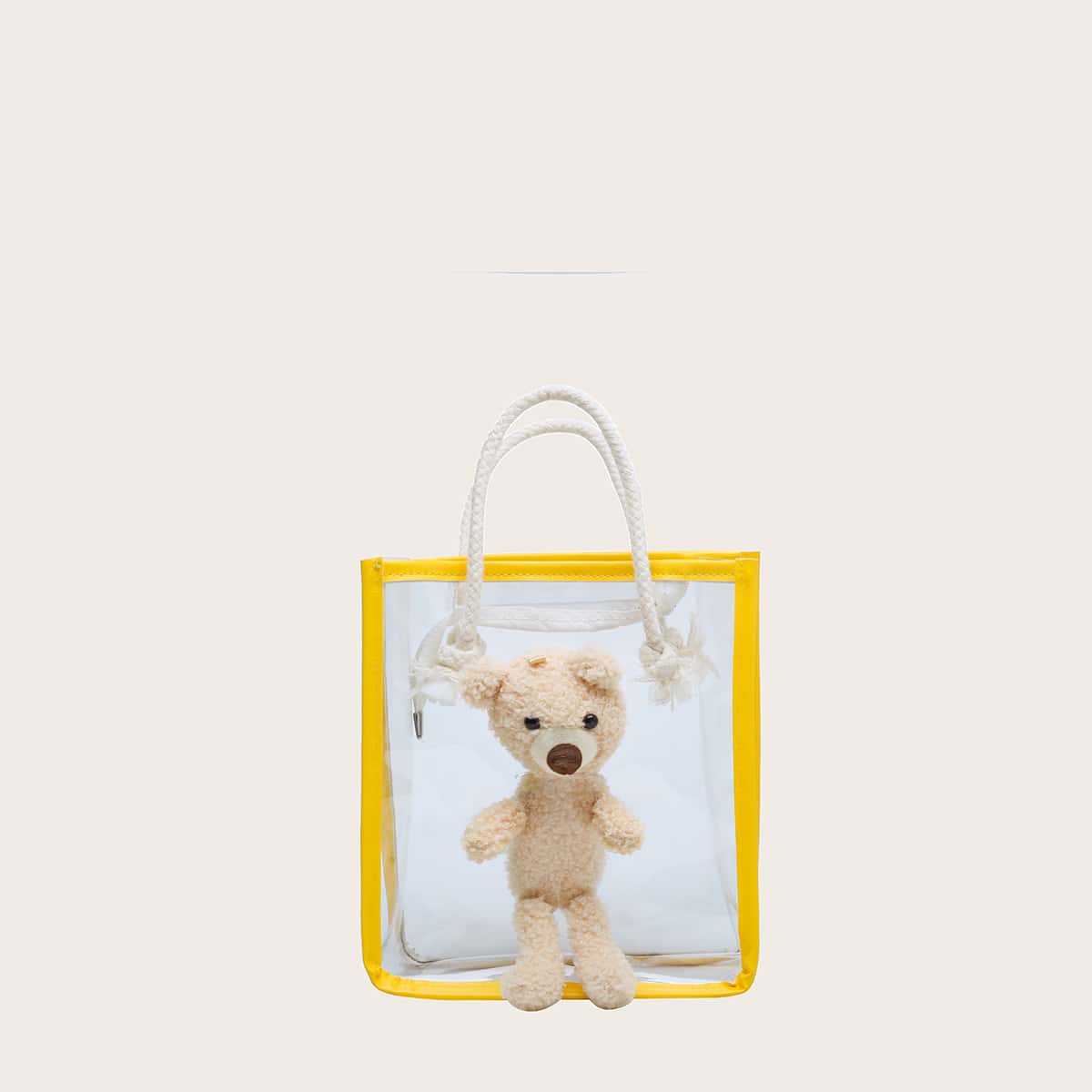 

Cartoon Bear Clear Satchel Bag, Yellow clear