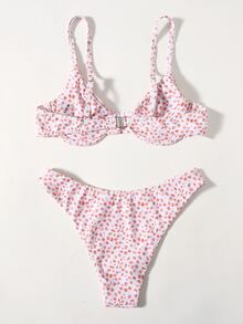 Ditsy Floral Underwire Bikini Set - Multicolor - View 2
