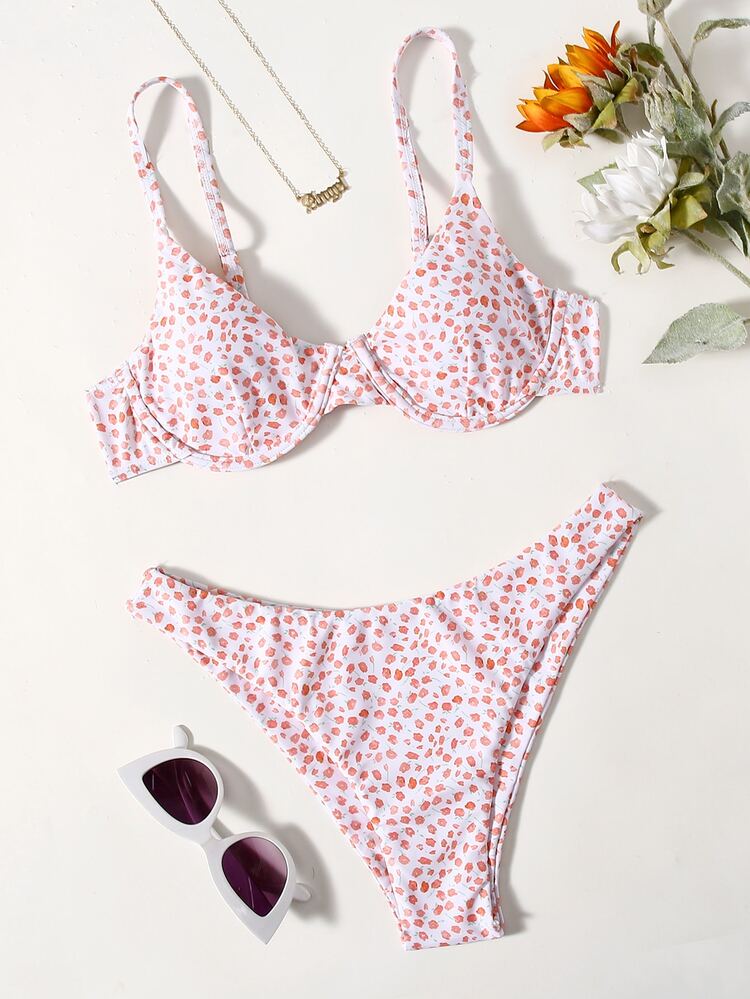 Ditsy Floral Underwire Bikini Set - Multicolor - View 4