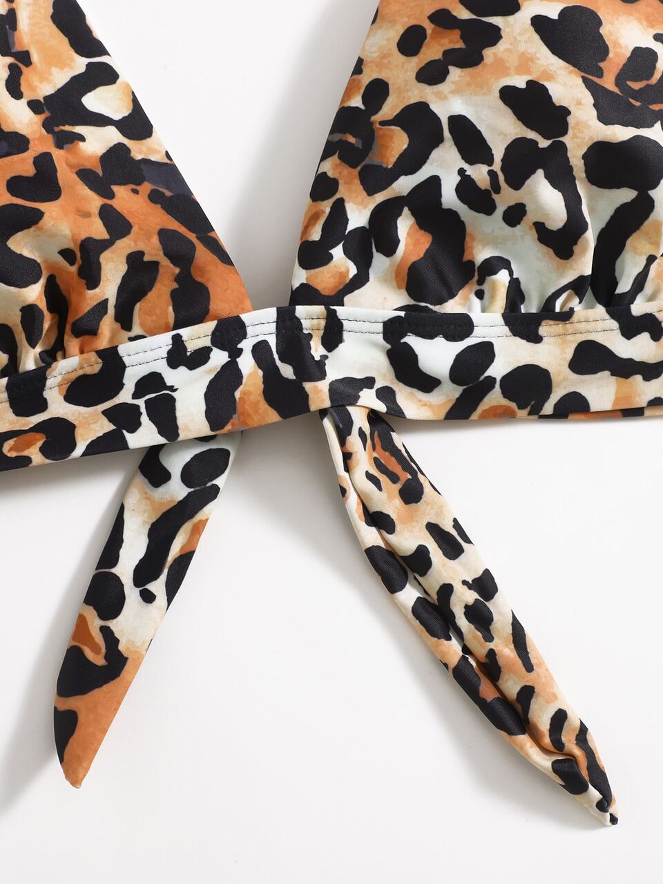 Leopard Print Tie Back Bikini Top