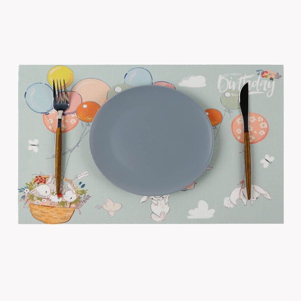 

Cartoon Rabbit Print Placemat, Multicolor