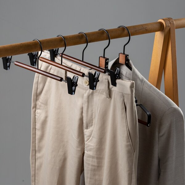 

1pc Wooden Pants Hanger Clip, Multicolor