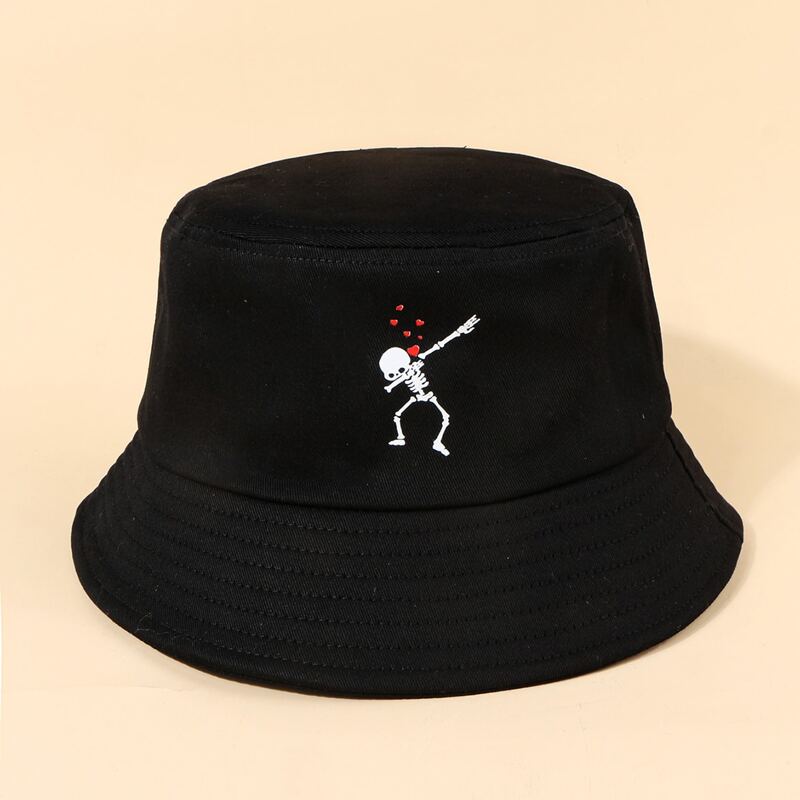 

Skull Print Bucket Hat, Black