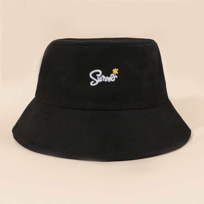 

Letter Embroidery Bucket Hat, Black