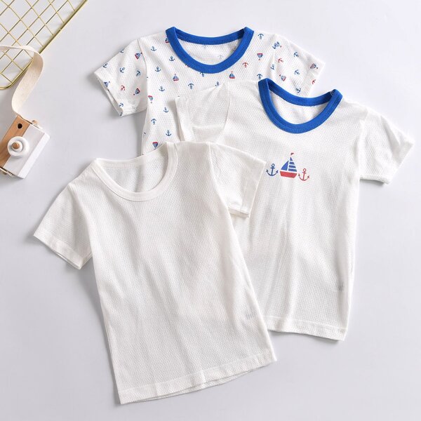 

Toddler Boys 3pcs Round Neck Tee, White