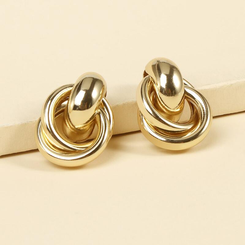 

1pair Layered Ring Earrings, Gold