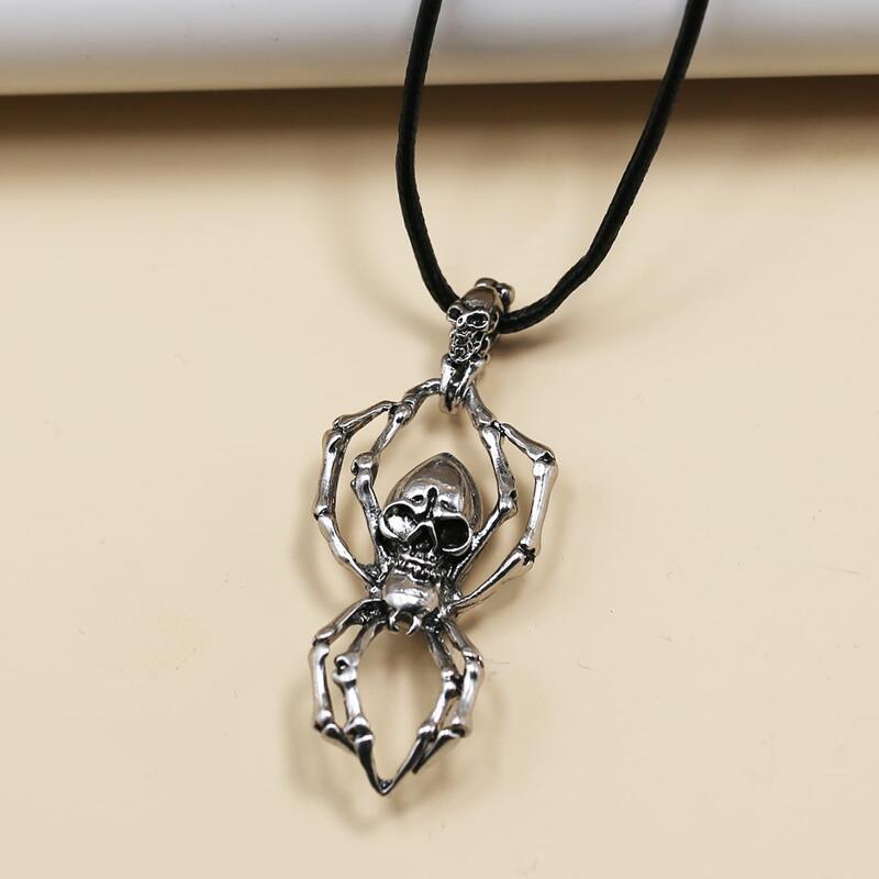 

Guys Skull Charm Necklace, Silver