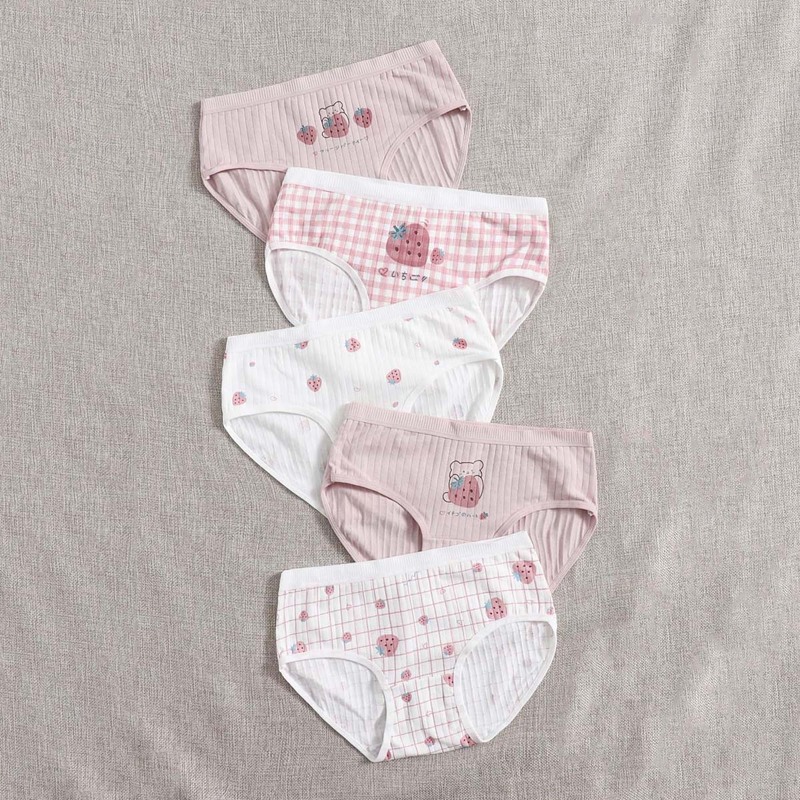 

5pack Strawberry Print Panty Set, Multicolor