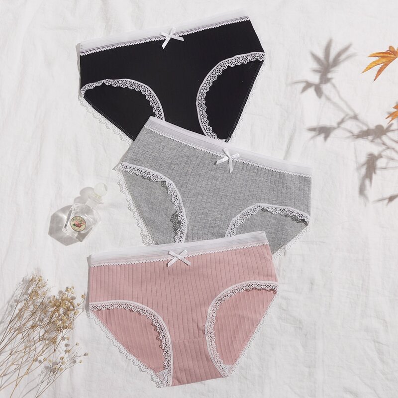 

3pack Lace Trim Panty Set, Multicolor