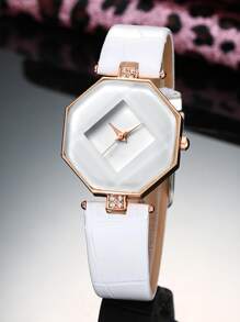 1 Stück Polygon Zeiger-Quarzuhr & 6 Stücke Armband - Roségold - Übersicht 2