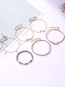 1 Stück Polygon Zeiger-Quarzuhr & 6 Stücke Armband - Roségold - Übersicht 3