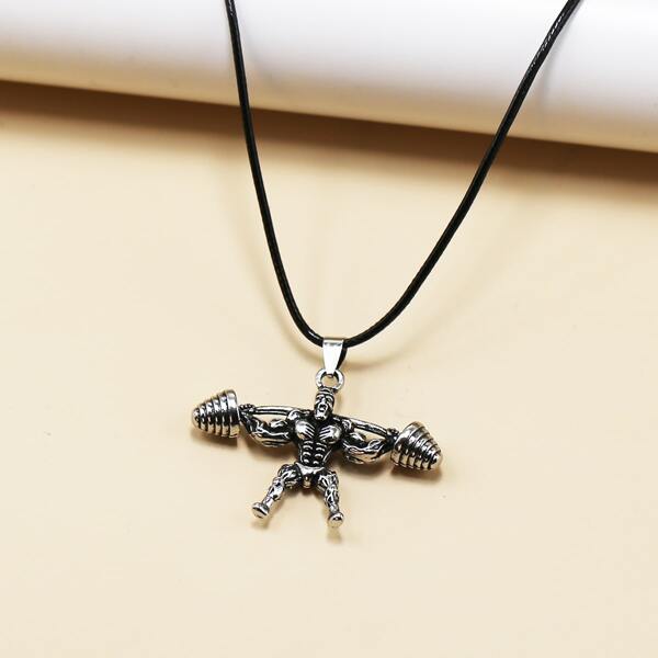 

Men Bodybuilder Charm Necklace, Silver