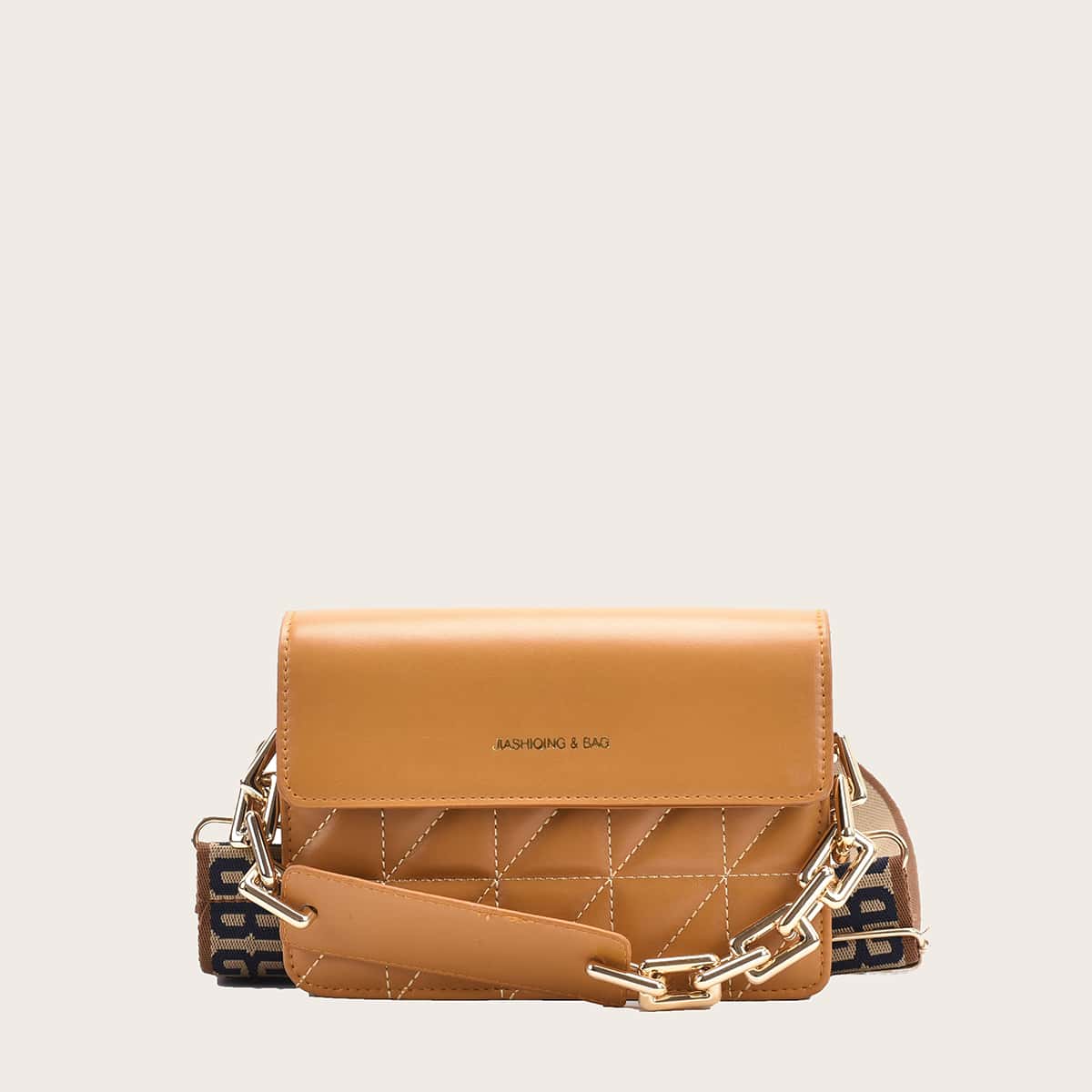 

Quilted Flap Crossbody Bag, Brown