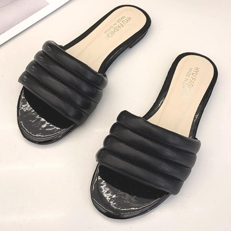 

Wide Band Slide Sandals, Black