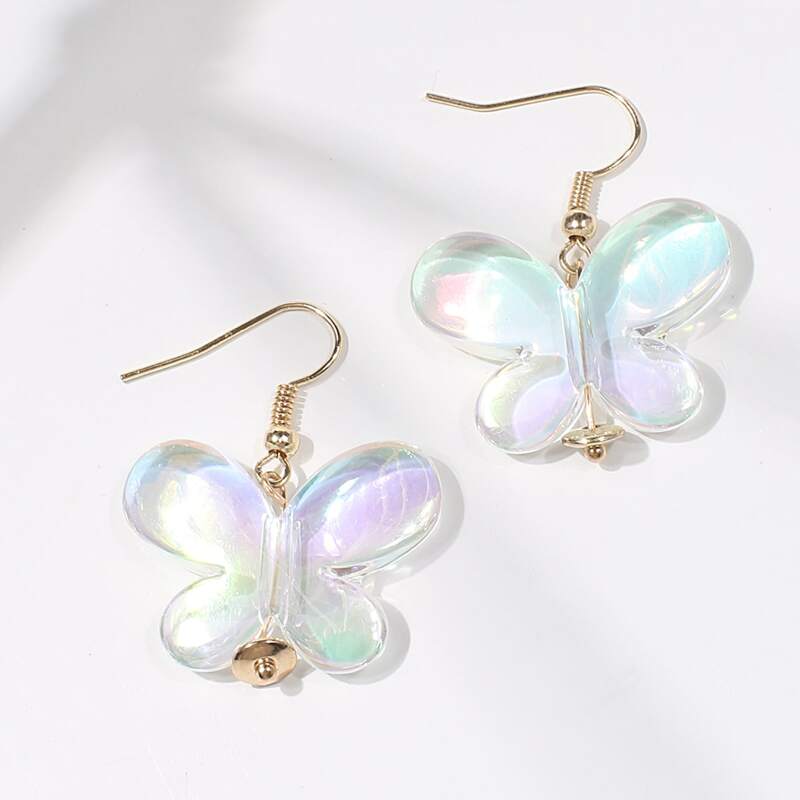

1pair Butterfly Drop Earrings, Clear