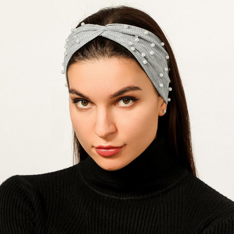 

Faux Pearl Decor Hair Band, Grey