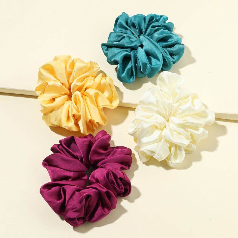 

4pcs Solid Scrunchie, Multicolor