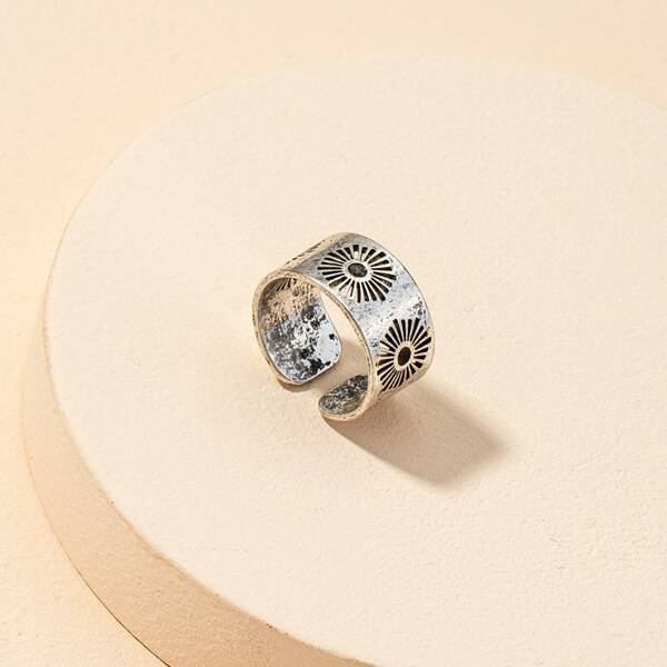 

Textured Metal Cuff Ring, Antique silver
