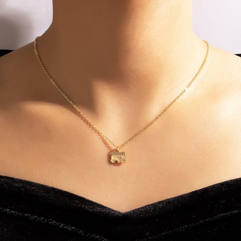 

Elephant Pendant Necklace, Gold