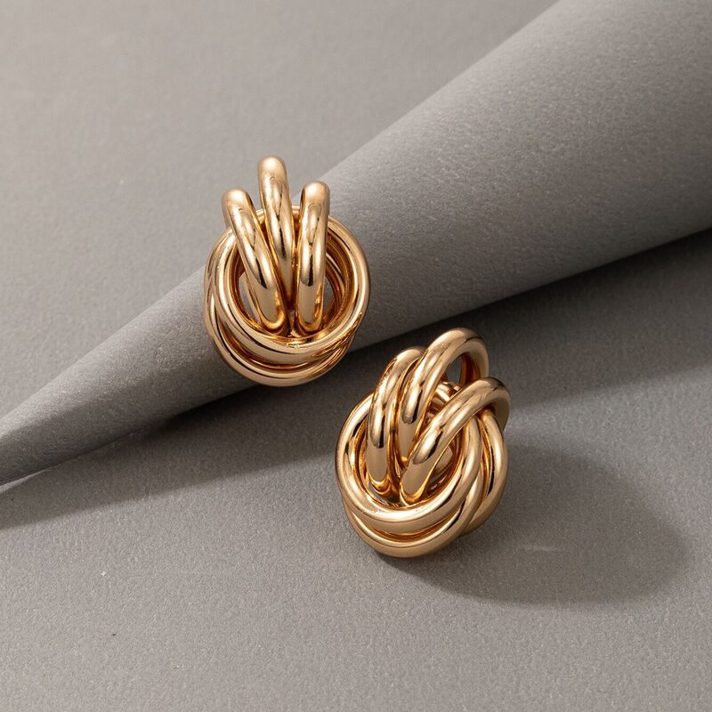 

1pair Layered Ring Earrings, Gold