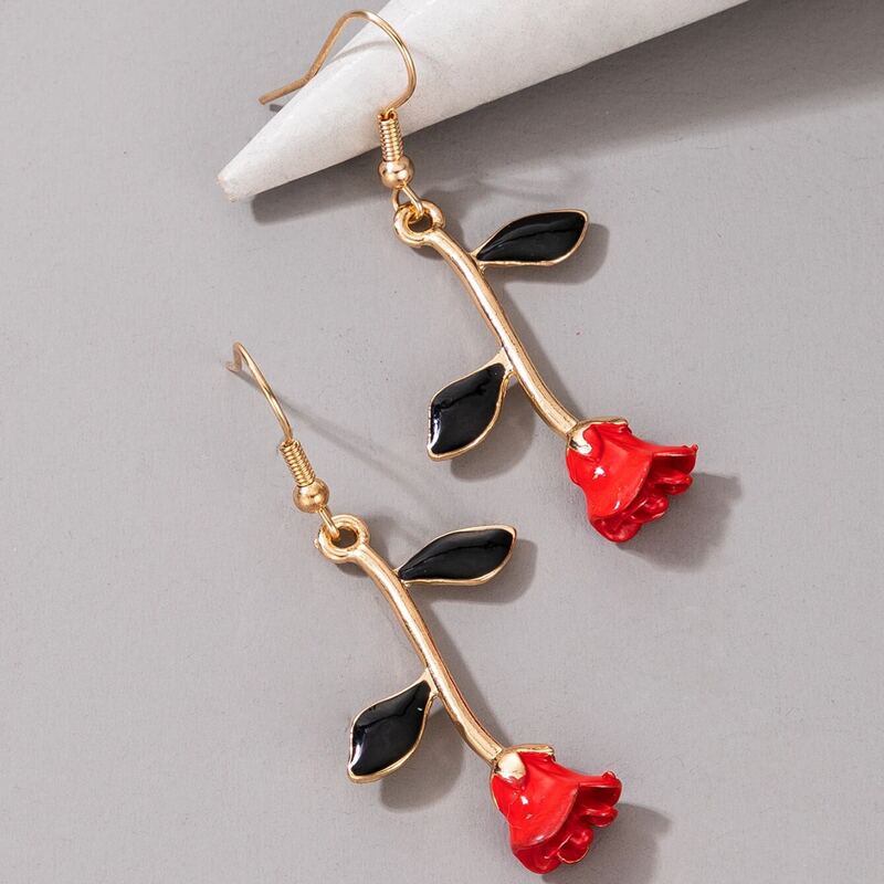 

1pair Rose Drop Earrings, Gold