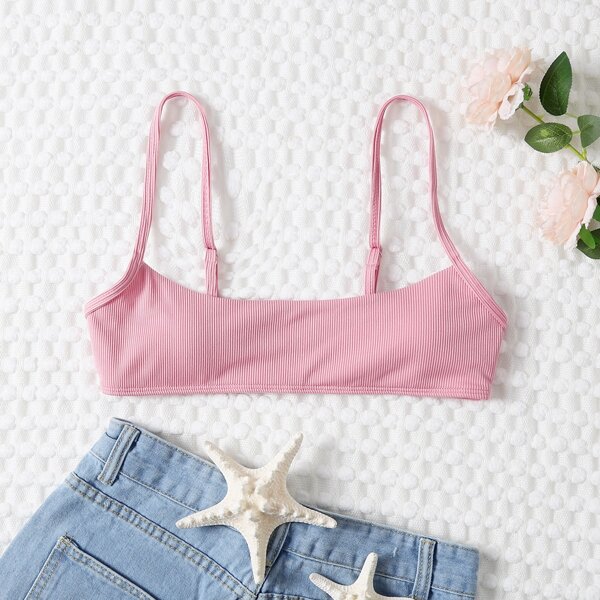 

Rib Bikini Top, Baby pink