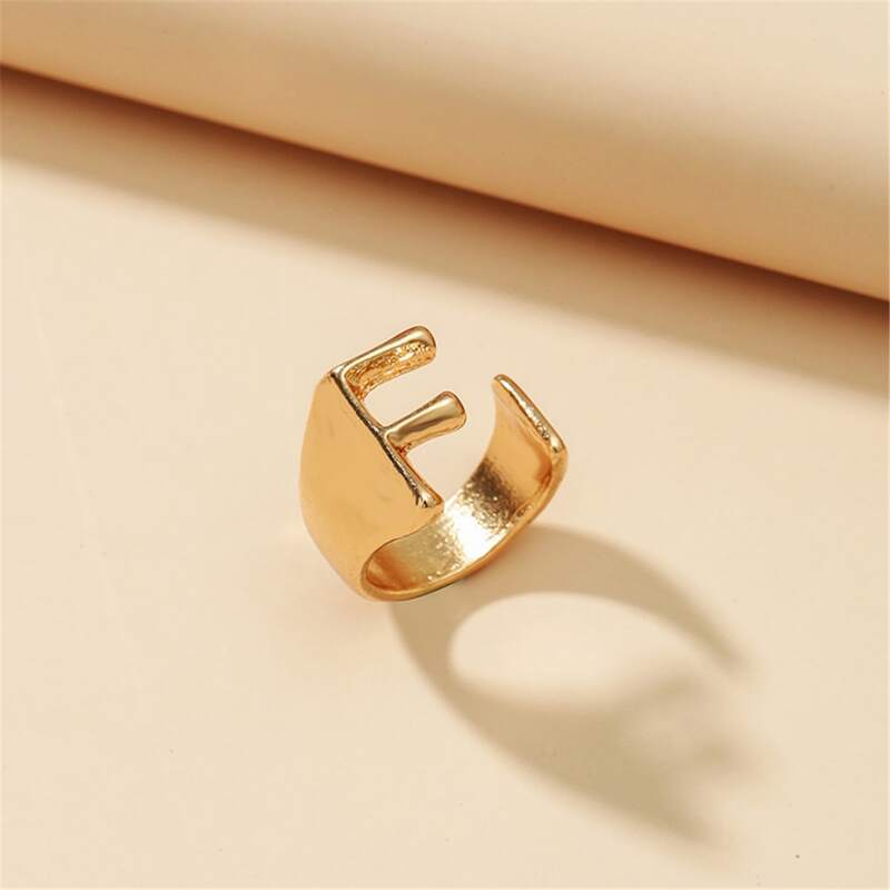 

1pc F Letter Design Ring, Gold