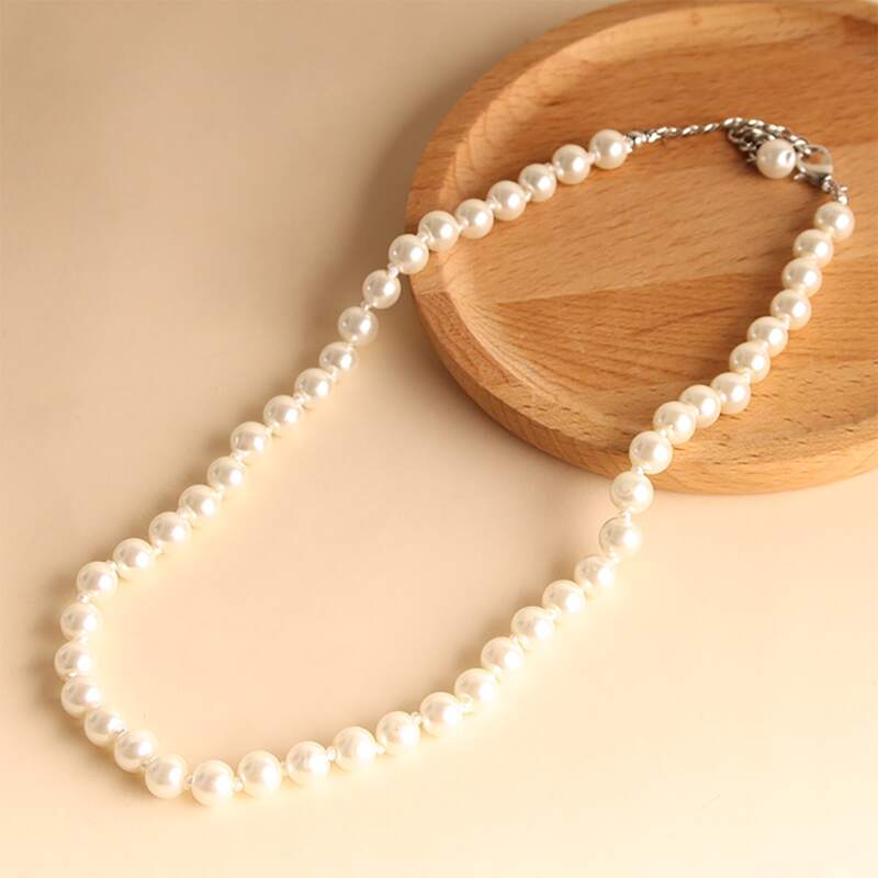 

Faux Pearl Necklace, White