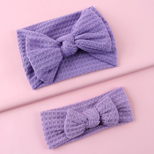

2pcs Girls Bow Knot Decor Hair Band, Purple