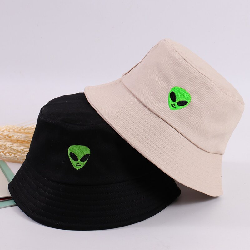 

2pcs Guys Alien Embroidery Bucket Hat, Multicolor