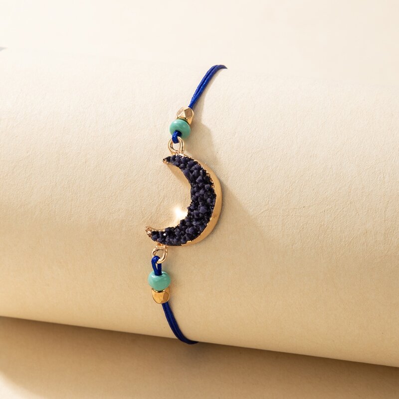 

Moon Decor Rope Bracelet, Blue