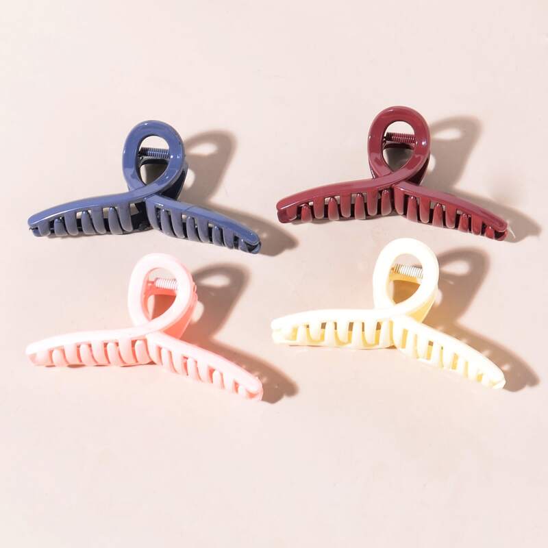 

4pcs Solid Hair Claw, Multicolor
