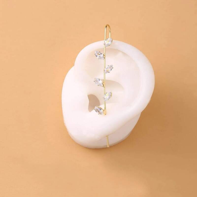 

1pc Rhinestone Decor Earring, Gold