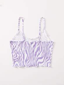 SHEIN Coolane Zebra Sọc rau diếp Cắt ngắn Sling Top - Nhiều màu - Xem 2