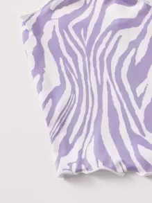 SHEIN Coolane Zebra Sọc rau diếp Cắt ngắn Sling Top - Nhiều màu - Xem 4