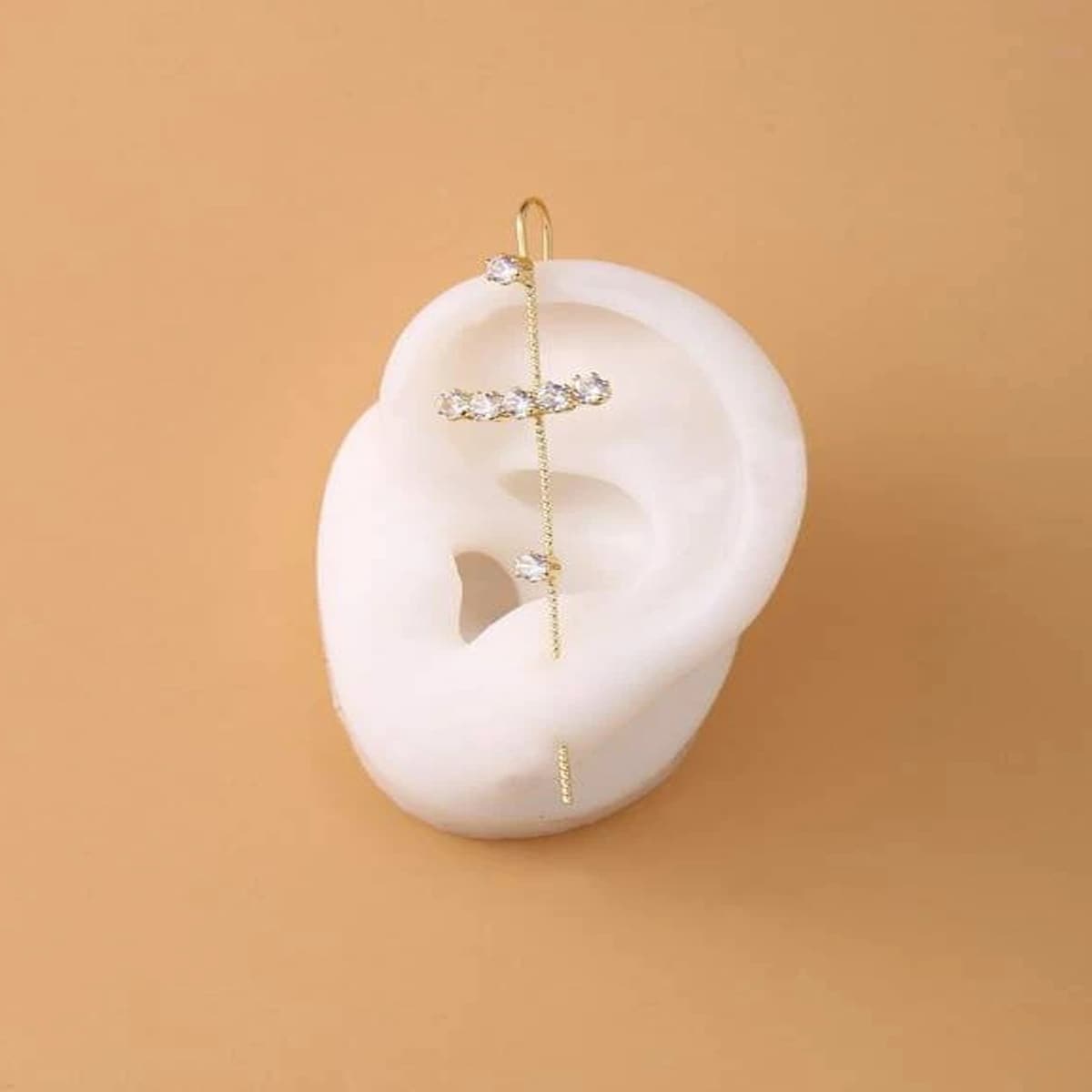 

1pc Rhinestone Decor Earring, Gold