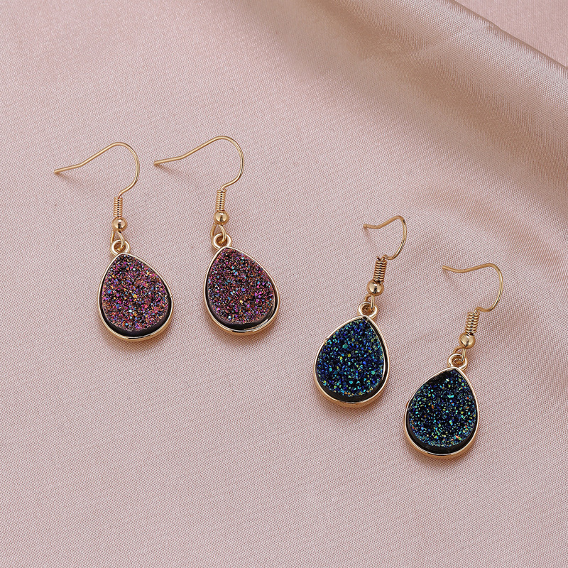 

2pairs Water Drop Earrings, Multicolor
