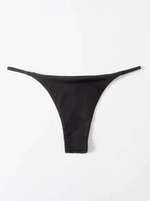 Plain Bikini Thong, For Summer Beach Vacation - Black - View 2