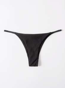 Plain Bikini Thong, For Summer Beach Vacation - Black - View 3