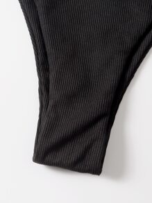 Plain Bikini Thong, For Summer Beach Vacation - Black - View 5