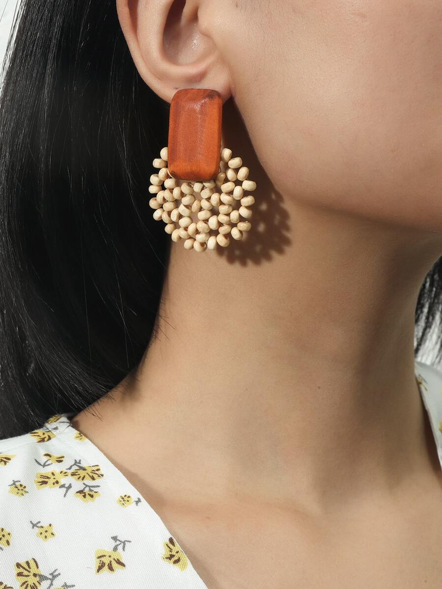 Bông tai thả cườm trang trí địa lý - Nhiều màu - Xem 1