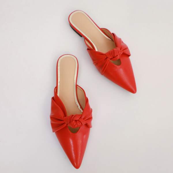 

Knot Design Flat Mules, Red
