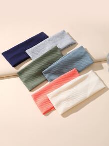 6pcs Solid Knit Hair Band - Multicolor - View 1