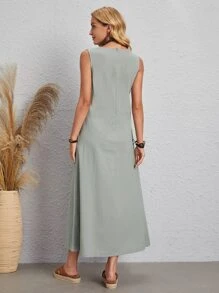 EMERY ROSE 素色無袖直筒連衣裙 - 灰色 - 查看 2