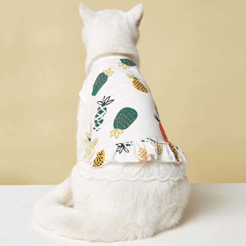 

Pineapple Print Pet Dress, White