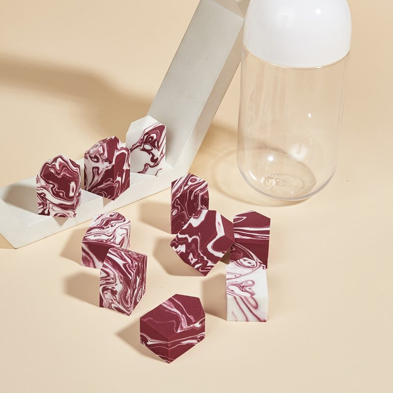 

10pcs Marble Pattern Makeup Puff, Multicolor