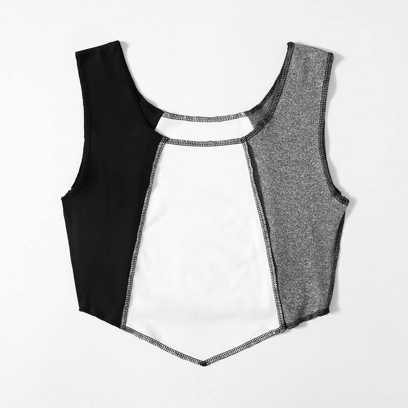 

Contrast Stitching Colorblock Tank Top, Multicolor