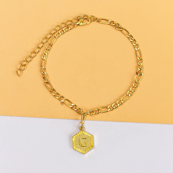 

Letter Charm Chain Anklet, Gold