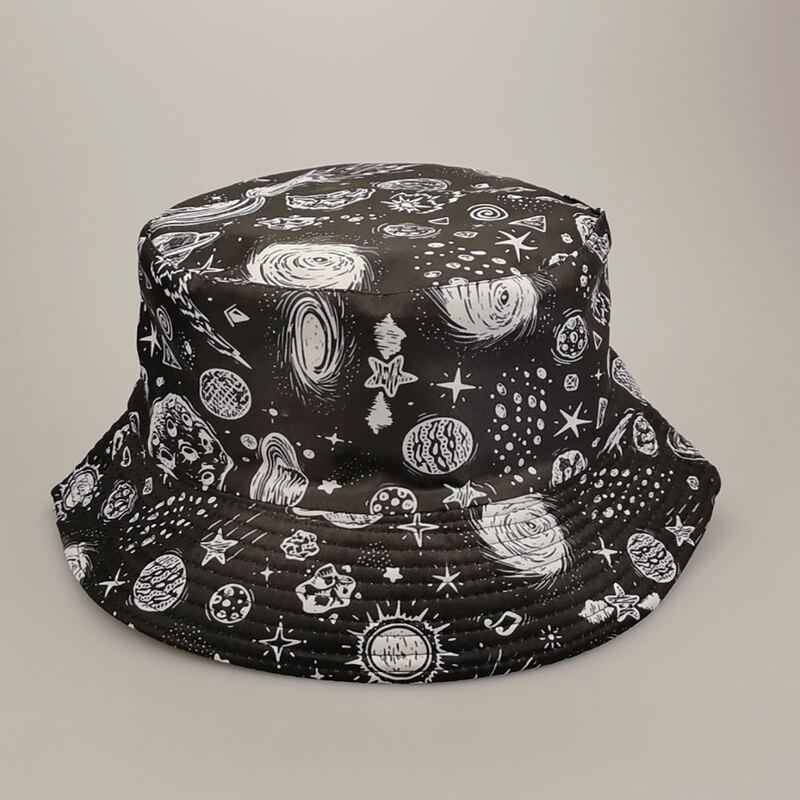 

Outer Space Pattern Bucket Hat, Black and white